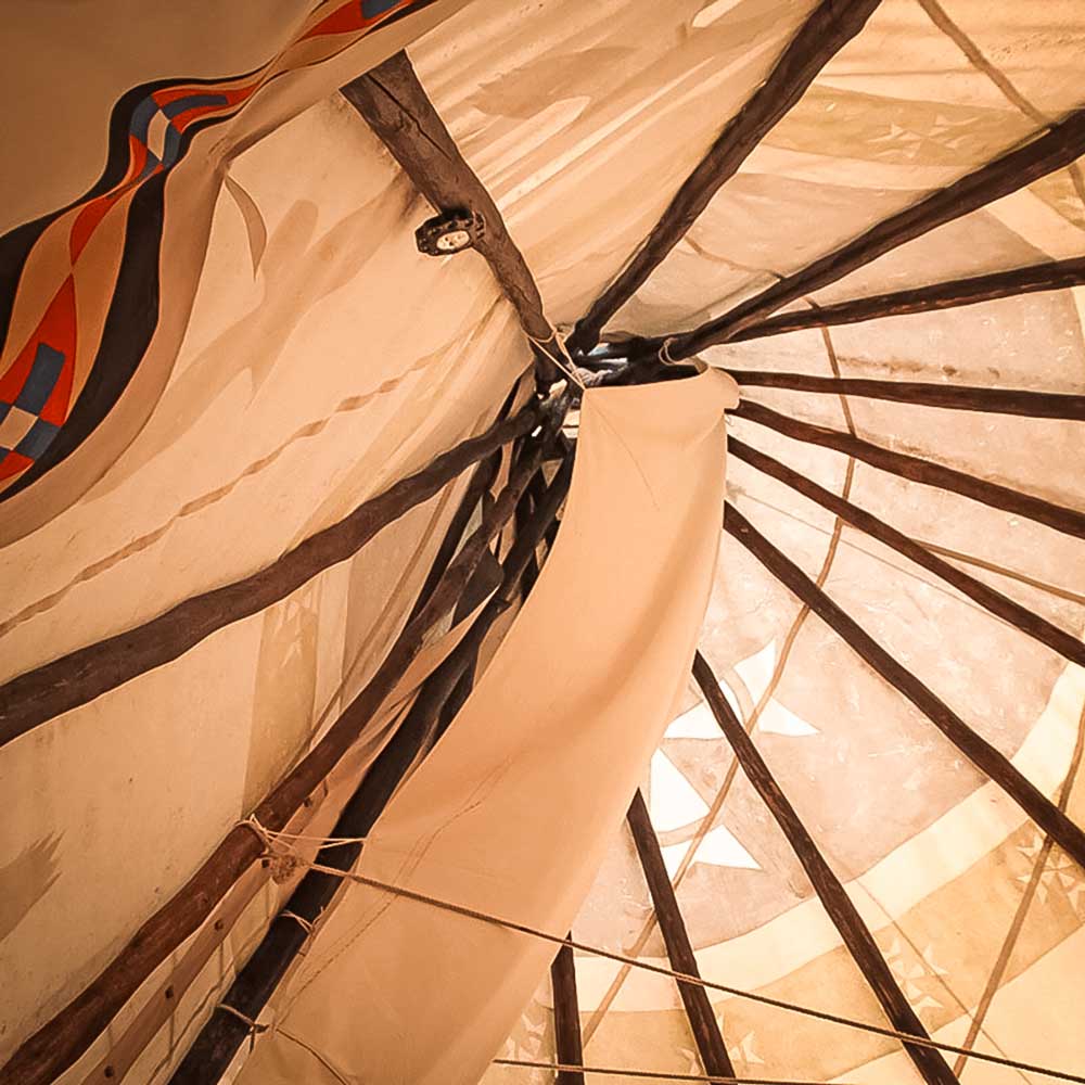 Interior roof of the Sioux teepees at Big Sky Tipis Sussex